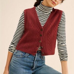 Free People Beatrice Cashmere Vest in Wine Color